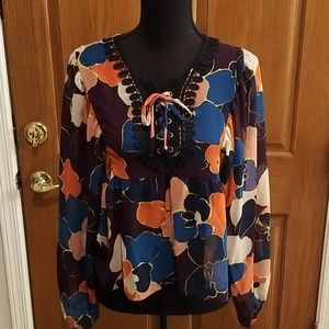 BCBG Generation Sheer Floral Top
